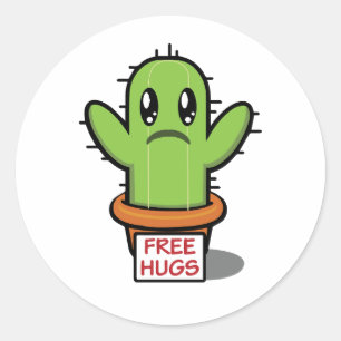 Sticker Rond Hugs Libres - Cactus Humour Drôle