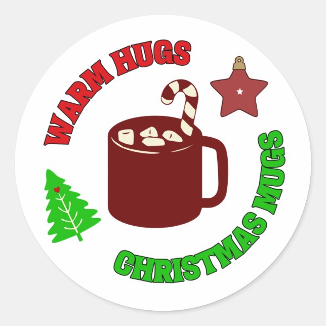Sticker Rond Hugues chaudes et Mugs de Noël Retro Holiday (Devant)