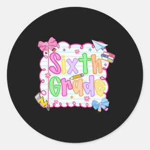 Sticker Rond Hugvyn Retour À L'École Mignonne Sixième Année Pre