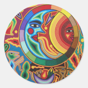 Sticker Rond Huichol String Art from Mexico