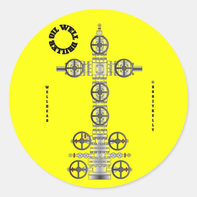 Sticker Rond Huile de puits de forage, Tête de puits, Sticule,  (Devant)