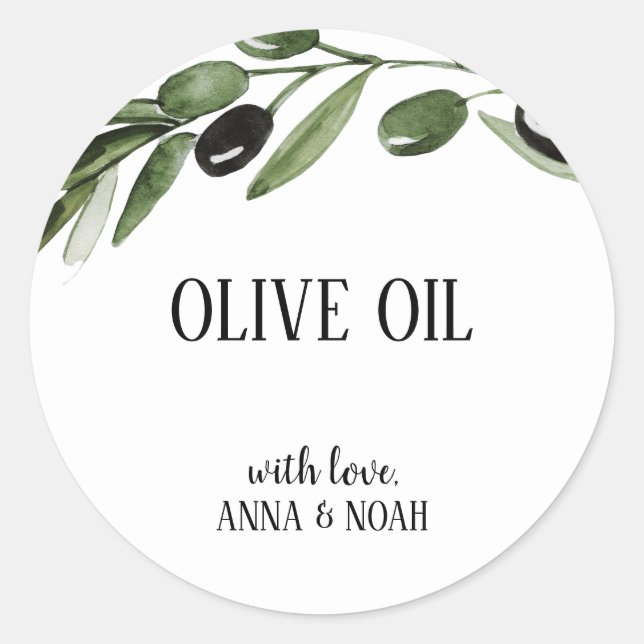 Sticker Rond Huile d'olive Aquarelle Merci Mariage Faveur (Devant)