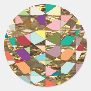 Sticker Rond Huile d'or couleur Abstraite