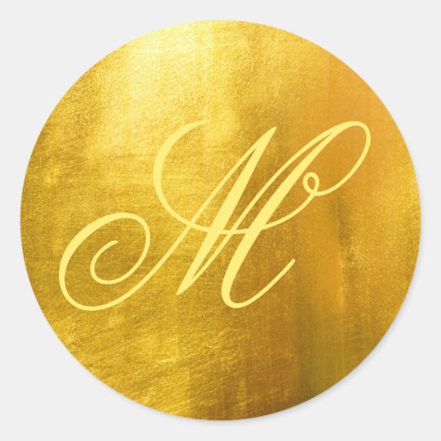 Sticker Rond Huile d'or jaune brillant Monogramme (Devant)