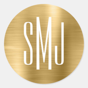 Sticker Rond Huile d'or trois lettres Monogramme