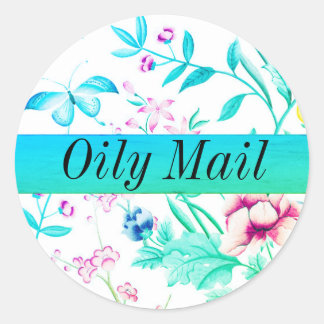 Sticker Rond Huile Mail huiles essentielles enveloppe cache mat