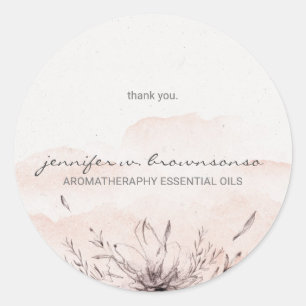 Sticker Rond Huiles essentielles personnalisées florales aquare