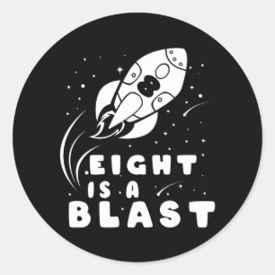 Sticker Rond HUIT EST UN BLAST 8e anniversaire Boy Space Annive