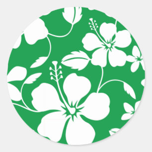 STICKER ROND HULA HAÏIENNE (HIBISCUS) VERT