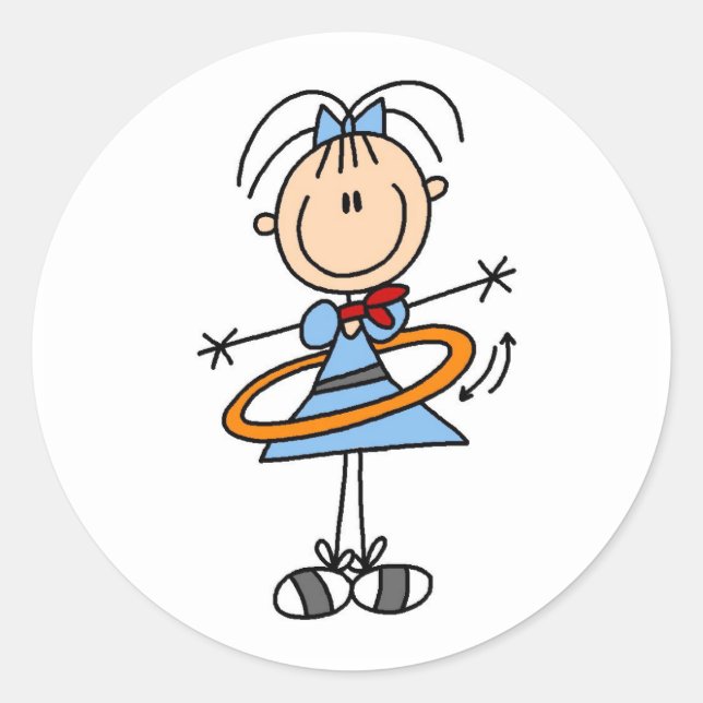 Sticker Rond Hula Hoop Stick Figure T-shirts et cadeaux (Devant)