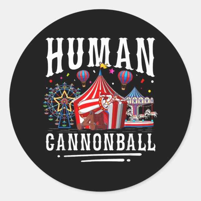 Sticker Rond Human Cannonball Circus Carnival (Devant)