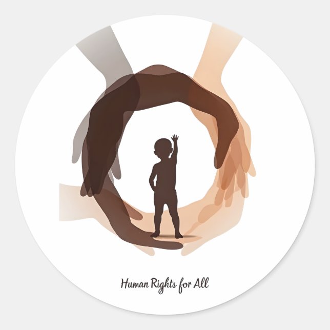 Sticker Rond Human Rights for All – Minimal Diversity Circle De (Devant)