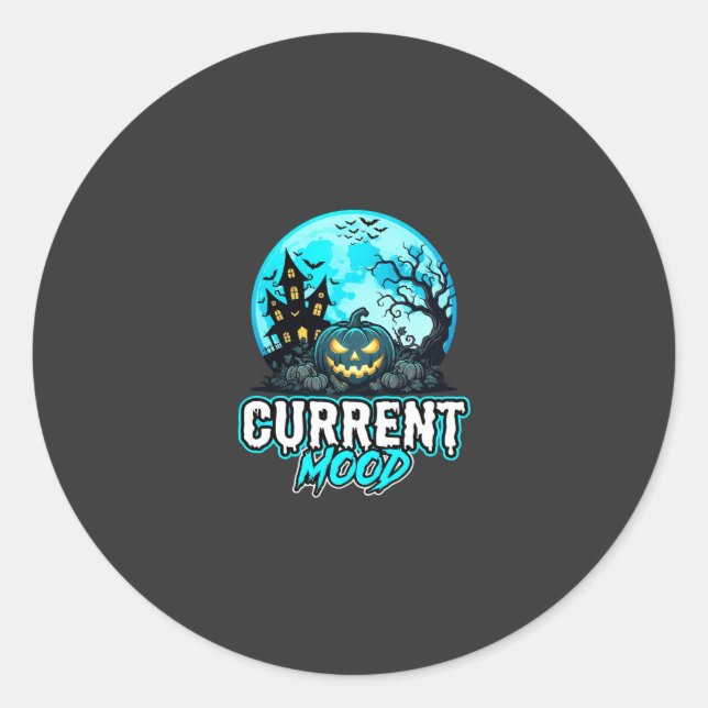Sticker Rond Humeur actuelle d'Halloween Citrouille ensorcelée (Devant)