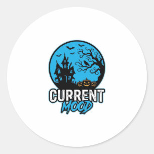 Sticker Rond Humeur actuelle Halloween Gravure Vintage Vecteur_