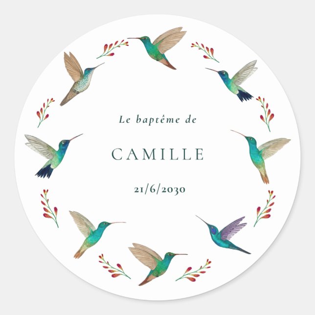 Sticker Rond Hummingbird Baptism (Devant)