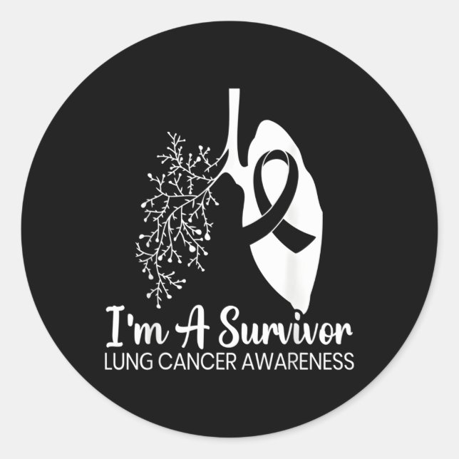 Sticker Rond Hummingbird Holding White Ribbon Lung Cancer Aware (Devant)