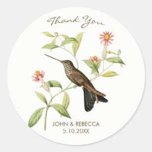 Sticker Rond Hummingbird Merci de favoriser la nuptiale autocol