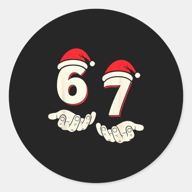 Sticker Rond Humor 6-7 Six Seven Christmas Funny 67 Meme  (Devant)
