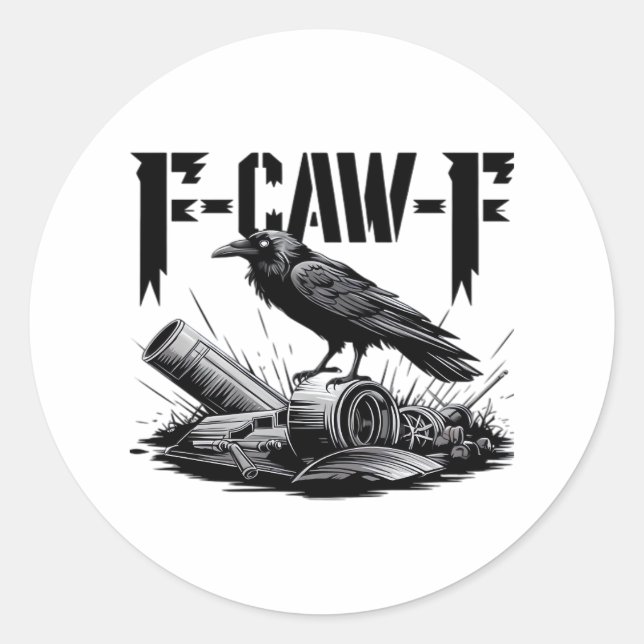 Sticker Rond Humor Funny F Caw F Gothic Crow Aesthetic (Devant)