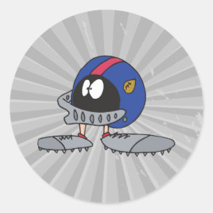 Sticker Rond humoristique casque de football personnage
