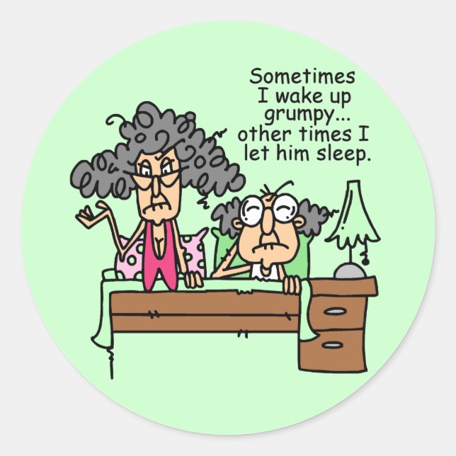 Sticker Rond Humoristique, laissez grumeux dormir (Devant)