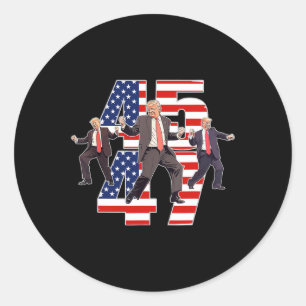 Sticker Rond Humoristique Trump Danseuse De Victoire Trump Dans
