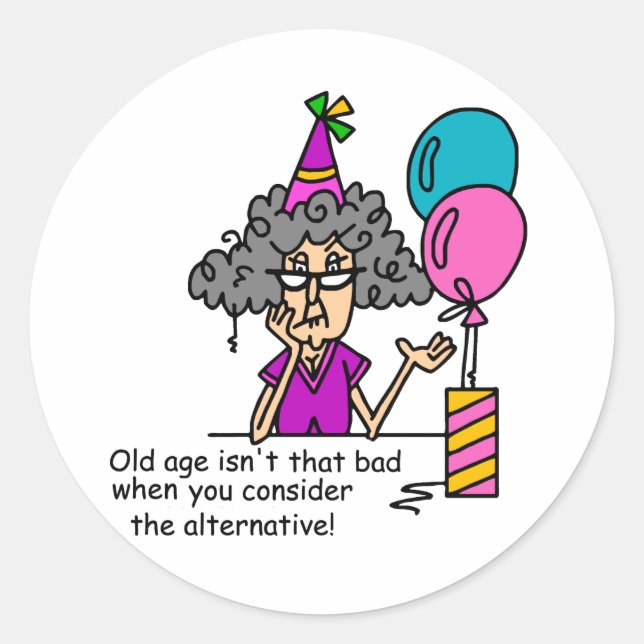 Sticker Rond Humour alternatif d'anniversaire (Devant)