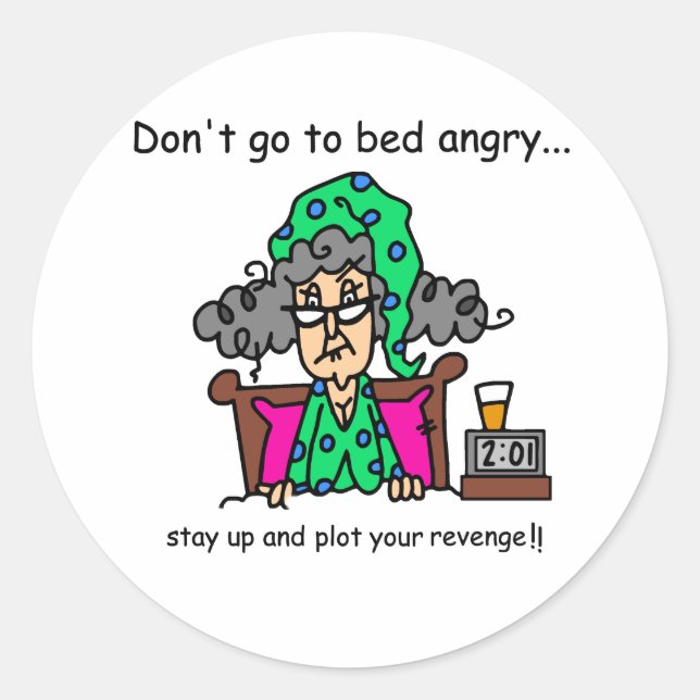 Sticker Rond Humour au coucher (Devant)