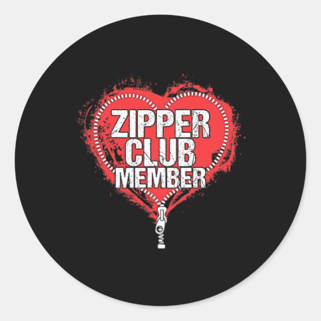 Sticker Rond Humour de chirurgie cardiaque Funny Zipper Club Me (Devant)