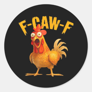 Sticker Rond Humour de Corbeau F-Caw-F Gothique Drôle Rétro Coo