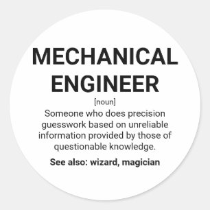 Sticker Rond Humour de définition du mécanicien