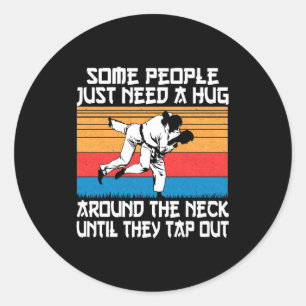 Sticker Rond Humour de Judo Jiu Jitsu Arts Martiaux Drôle