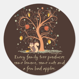 Sticker Rond Humour de l'arbre généalogique