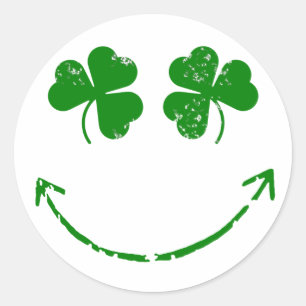 Sticker Rond Humour de visage de shamrock du jour de St Patrick