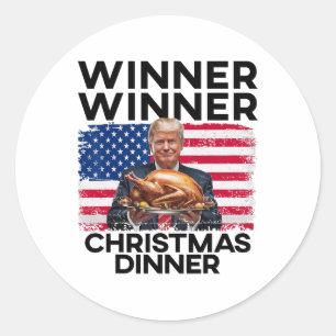 Sticker Rond Humour Funny Trump Gagnante du dîner de Noël M
