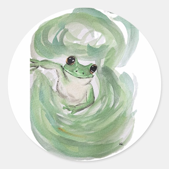 Sticker Rond Humour magique grenouille Aquarelle Froggy (Devant)