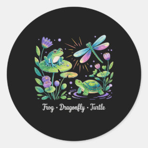 Sticker Rond Humour politique subtil Grenouille libellule Tortu