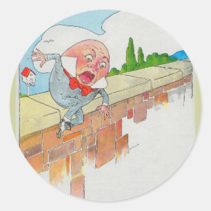 Sticker Rond Humpty Dumpty assis sur un mur