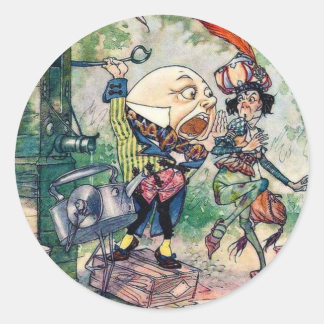 Sticker Rond Humpty Dumpty au pays des merveilles (Devant)
