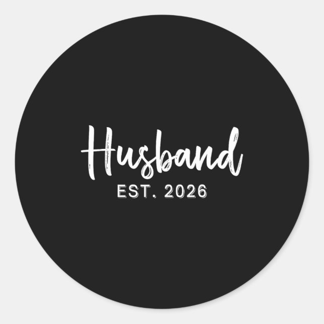 Sticker Rond Husband Est 2026 Hubby Just Married Honeymoon Wedd (Devant)
