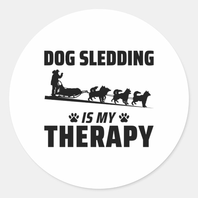 Sticker Rond Husky Sledding Sled Chig Racing Alaskan Racers (Devant)