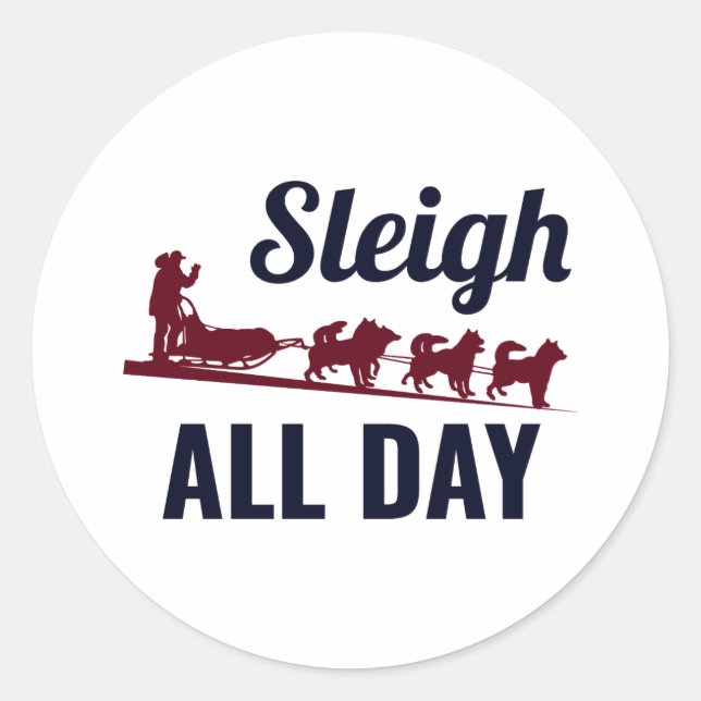 Sticker Rond Husky Sledding Sled Chig Racing Alaskan Racers (Devant)