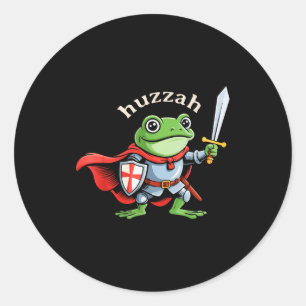 Sticker Rond Huzzah Grenouille Chevalier Citation Drôle d'Épée 