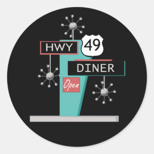 Sticker Rond HWY 49 Diner