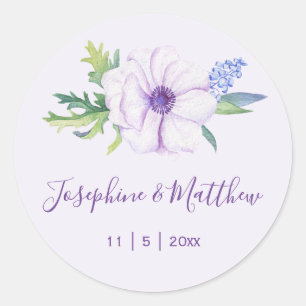 Sticker Rond Hyacinthe de l'anémone violette Mariage du printem