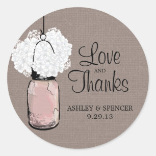 Sticker Rond Hydrangea et Rustic Mason Jar