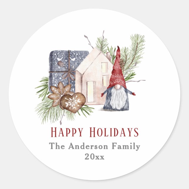 Sticker Rond Hygge Christmas Gnome Nordic Holidays (Devant)