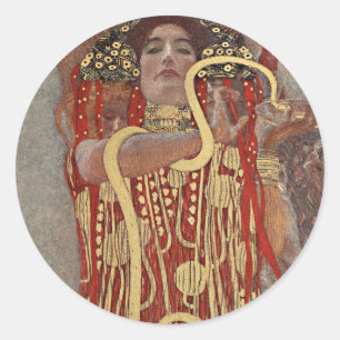 Sticker Rond Hygieia par Gustav Klimt, Art Nouveau Vintage