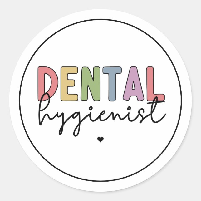 Sticker Rond Hygiéniste dentaire RDH enregistré Dental (Devant)