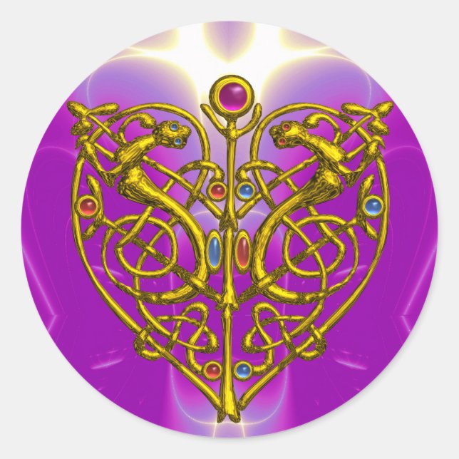 Sticker Rond HYPER VALENTINE rose Fuchsia pourpre (Devant)